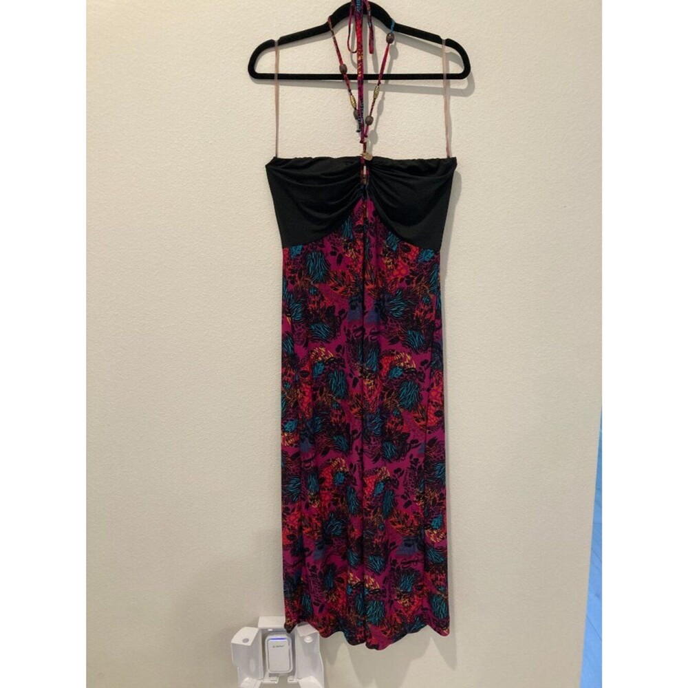 Southpole Purple Blue Abstract Print Halter Maxi Dress L